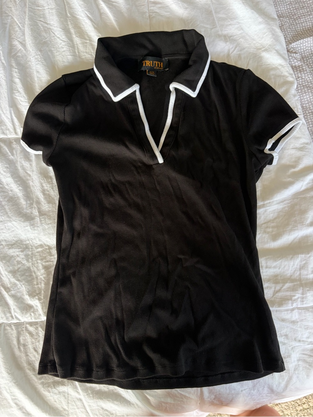 Truth Women's Black Polo Top with White Trim